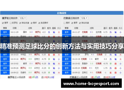 精准预测足球比分的创新方法与实用技巧分享